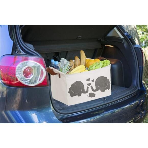 Rectangular Baby Storage Basket,Elephant Storage Bins with Handles for Nursery - Picture 5 of 6